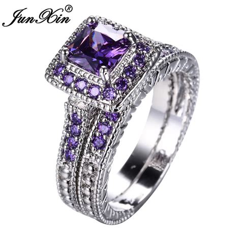 Buy Junxin Luxury Female Purple Square Zircon Ring