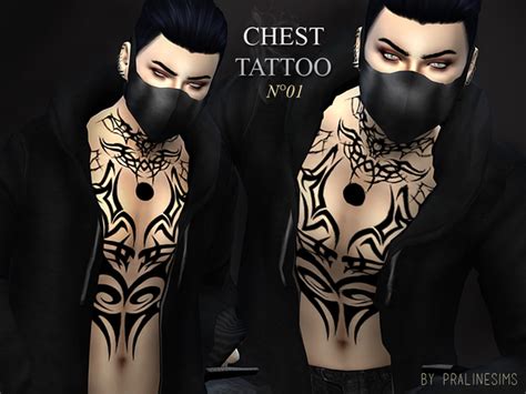 Chest Tattoo N01 By Pralinesims At Tsr Sims 4 Updates