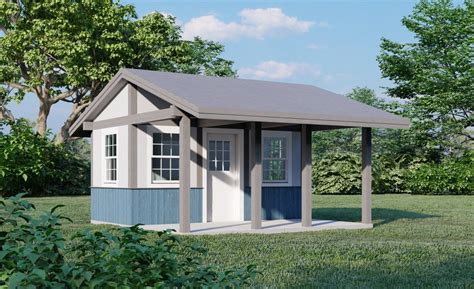 Garden Storage Shed Plans With Porch 16x16 Outdoor Small House Etsy