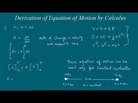 Derivation Of Equation Of Motion By Calculus YouTube