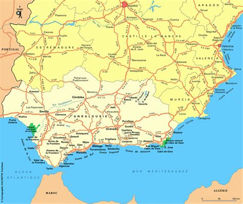 Voici une carte de l'espagne ainsi que de nombreuses cartes d'espagne à télécharger pour vos cours, exposés ou autres : Carte Andalousie » Vacances - Guide Voyage