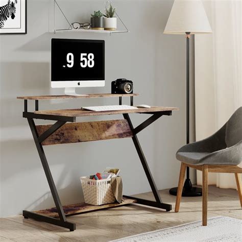 Fitueyes Z Shaped Computer Desk For Small Spaces 40 Desk With Monitor