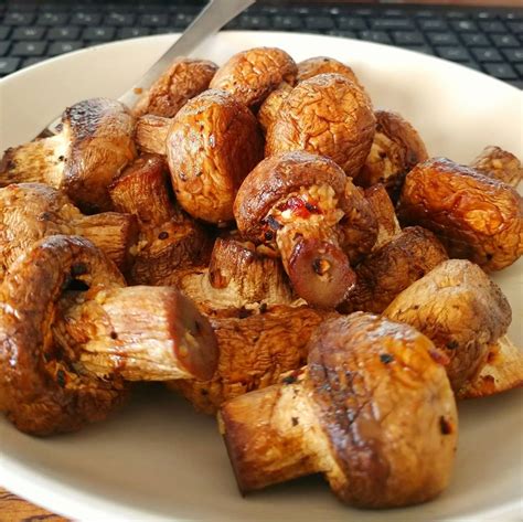 Easy air fried garlic mushrooms