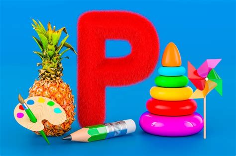 Premium Photo Kids Abc Fluffy Letter P With Pencil Pinwheel Pyramid