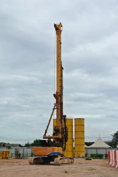 Bore Pile Rig Auger At The Construction Site — Stock Photo