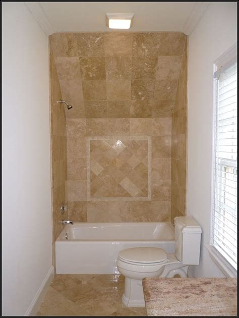 Small bathroom with floors made of limestone. Bathroom: Small Bathroom Tile Ideas To Create Feeling Of ...