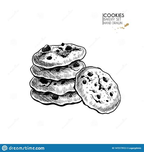 Bakery Set Hand Drawn Isolated Cookies Or Biscuits Traditional Sweet