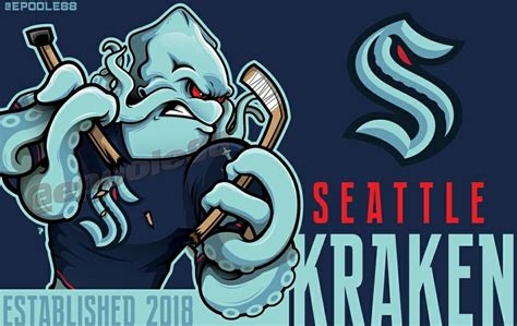 The 2021 nhl expansion draft will be under the same rules for seattle as the vegas golden knights in 2017. Seattle Kraken Mascot Logo | Kraken, National hockey ...