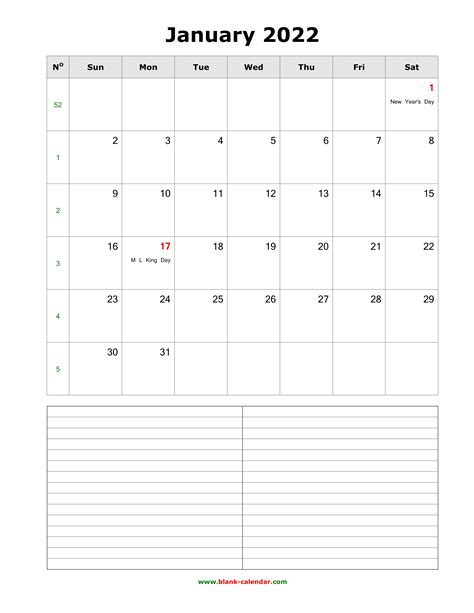 2022 Monthly Calendar Blank Vertical Template Free Calendar Template
