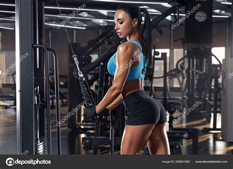Fitness Woman Workout Gym Sexy Athletic Girl Doing Exercise Triceps Stock Photo By Nikolas Jkd