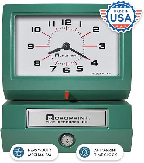 Acroprint Time Clock Auto Electric Month Date Hours