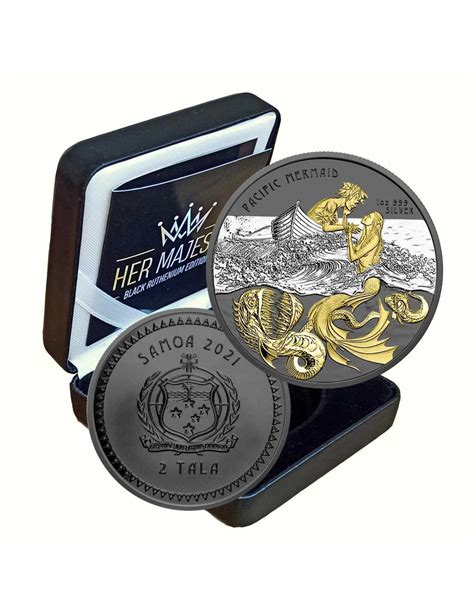Pacific Mermaid Her Majesty Black Ruthenium 1 Oz Silver Coin 2 Tala