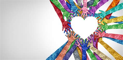 United Diversity And Unity Partnership As Heart Hands In A Group Of