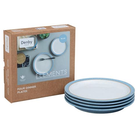 Denby Elements Light Blue 4 Piece Dinner Plate Set