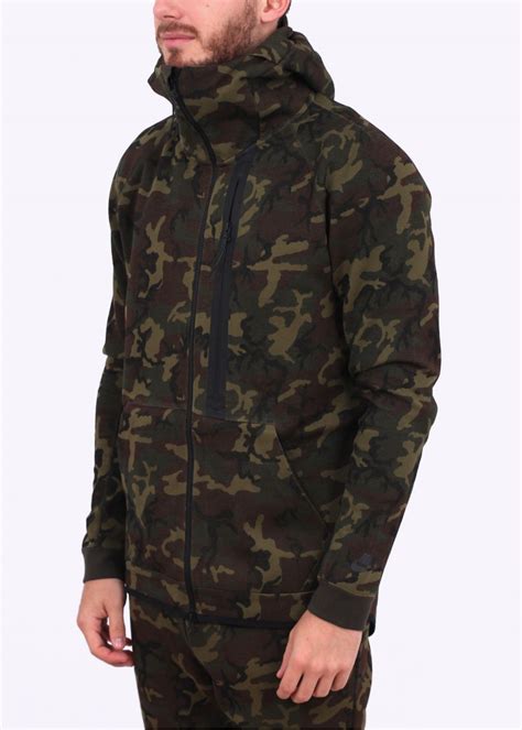 Nike.com has been visited by 100k+ users in the past month Nike Sportswear Tech Fleece Camo Hoody - Green