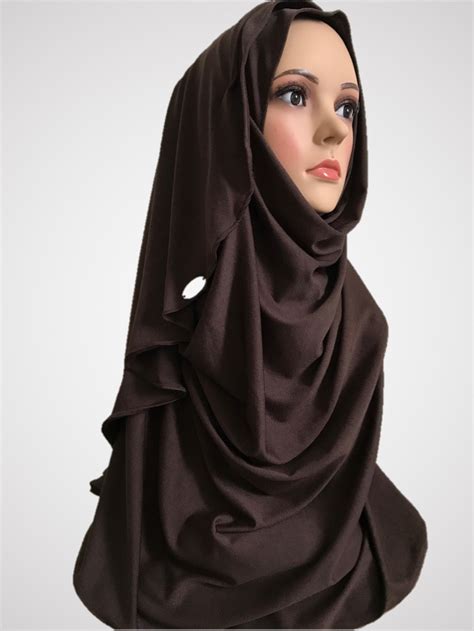 Coffee Brown Stretchy Com Instant Hijab Cf Instant Hijabs Uk