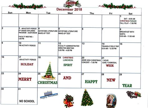 Cajshs December Calendar Of Events Clearfield Area Jr Sr High School