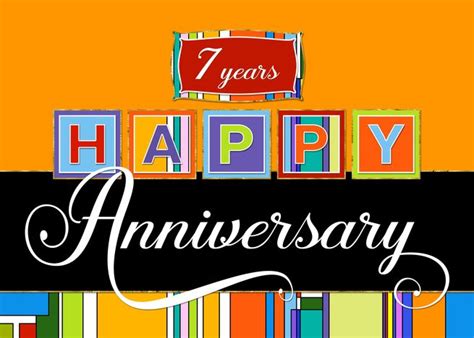 Employee Anniversary 7 Year Bold Colors Happy Anniversary Card Ad