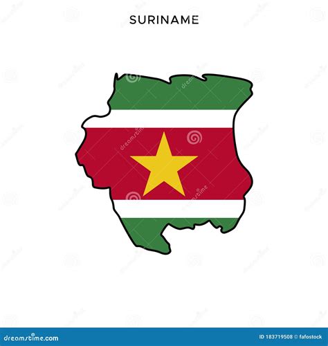 Map And Flag Of Suriname Vector Design Template With Editable Stroke Stock Vector