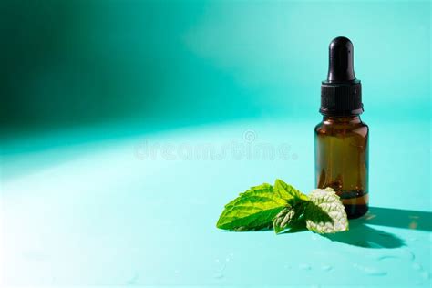 Herbal Medicine Dropper Bottle With Mint Water With Oil Stock Photo