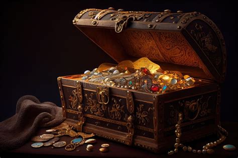Treasure Chest Overflowing With Gold Coins And Jewels Stock