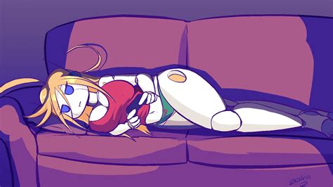 Rule 34 Cave Story Couch Curly Brace Female Green Panties No Pants