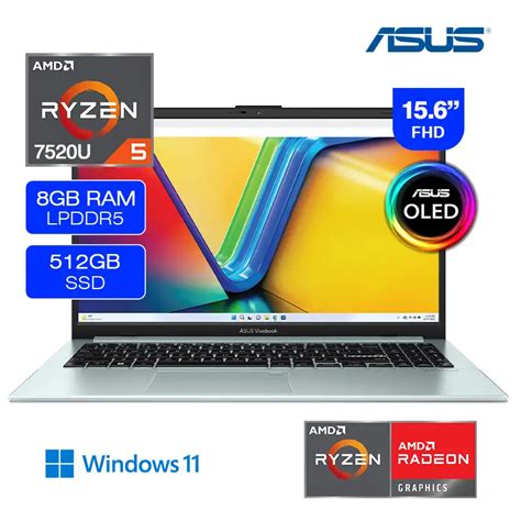Laptop Asus Vivobook E1504fa Nj022 Amd Ryzen 5 7520u 512gb Ssd 8gb Ram