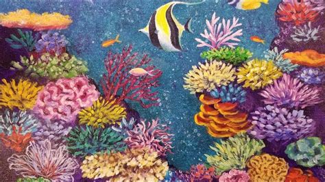 The reef is over 130,000 square miles and stretches for approximately 1,600 miles along the northweast coast of australia. Coral Reef with Tropical Fish LIVE Acrylic Painting ...