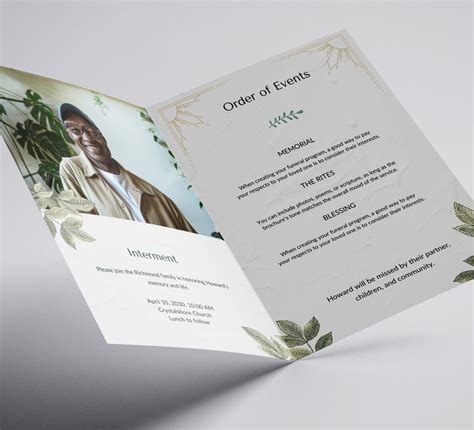 Obituary Template Funeral Program Template In Loving Memory Etsy