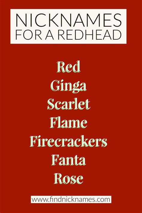 Nicknames For Redheadsnicknames For Girls With Red Hairredheads