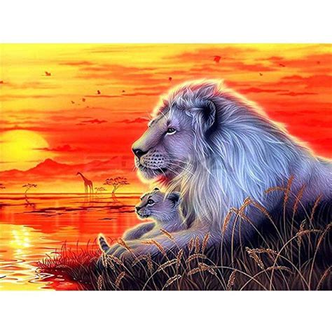 5d Diamond Painting Lion The Sunset Full Drill Diy Craft Paint With