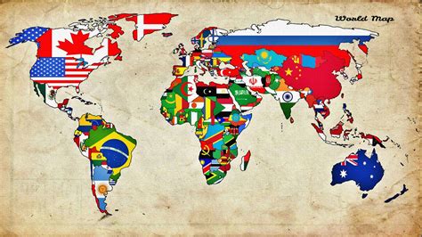 Wallpaper Illustration Flag World Map Countries Mural Art