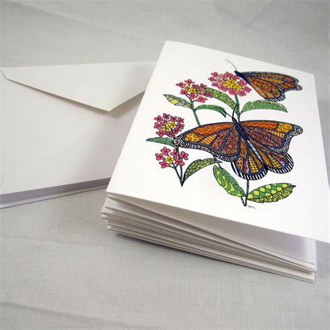 Monarch Butterfly Stationery Set Set Of 8 Blank Inside Note Etsy