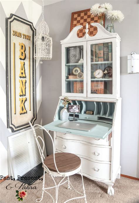 Upright secretary desk is easy to incorporate into any space. Vintage Secretary Desk Makeover Ideas - Within the Grove