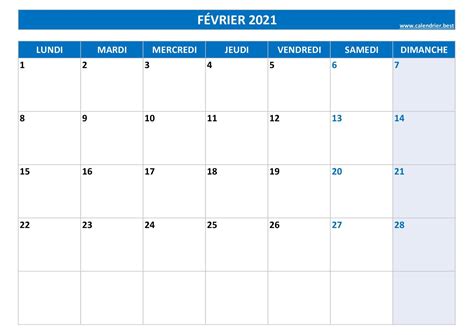 Calendrier Février 2021 à Consulter Ou Imprimer Calendrierbest