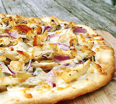 Grilled Pizza Chicken Red Onions And Cream Cheese