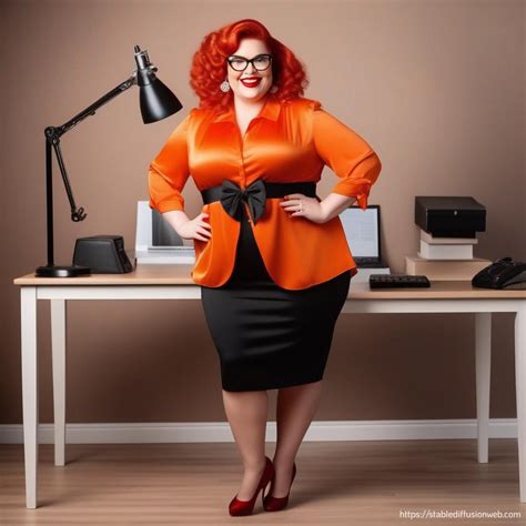 Bbw Velma Chubby Secretary In Orange Silk By Businessbbw On Deviantart