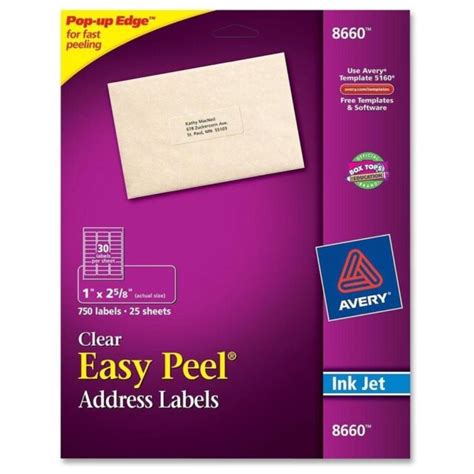 Avery Easy Peel Address Label 1 Width X 262 Length 30sheet 750