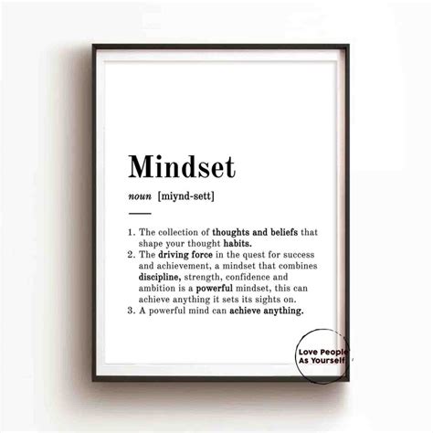 Mindset Definition Print Office Wall Art Home Office Etsy