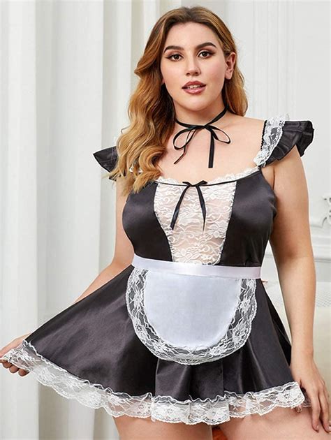Zapzeal French Maid Outfits For Women Cosplay Costume Uniform Fancy Dress Set With White Ribbon