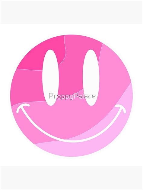 Pink Multi Color Smiley Face Art Print For Sale By Preppypalace