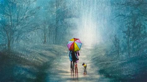 Wallpaper Rain Umbrella Painting 3840x2160 Manufan63 1837169