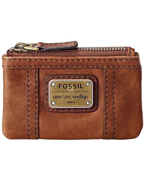 Fossil Emory Leather Coin Purse In Brown Lyst