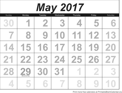 May 2017 Printable Calendar Template Pdf Template