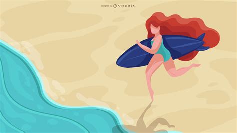 Surfer Girl Design Vector Download