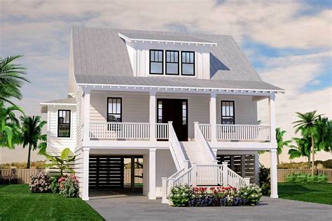 Plan NC Stunning Coastal House Plan With Front And Back Porches Beach House Floor Plans