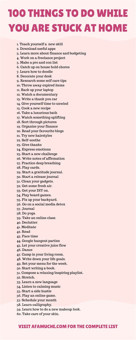 100 Things To Do When Youre Stuck At Home 100 Things To Do Things To Do At Home Things To