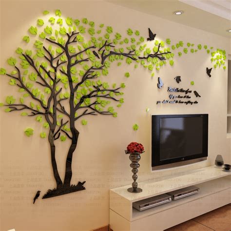 Lovers Tree Crystal Three Dimensional Wall Stickers Living