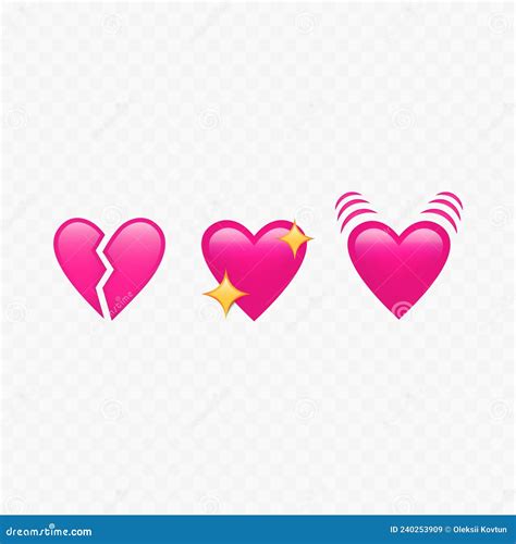 Pink Hearts Emojis Love Hearts Emoji Isolated Stock Vector