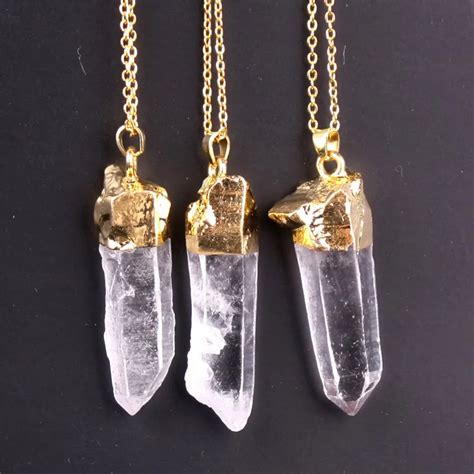 Women Fine Jewelry Natural White Quartz Druzy Gem Clear Quartz Crystal